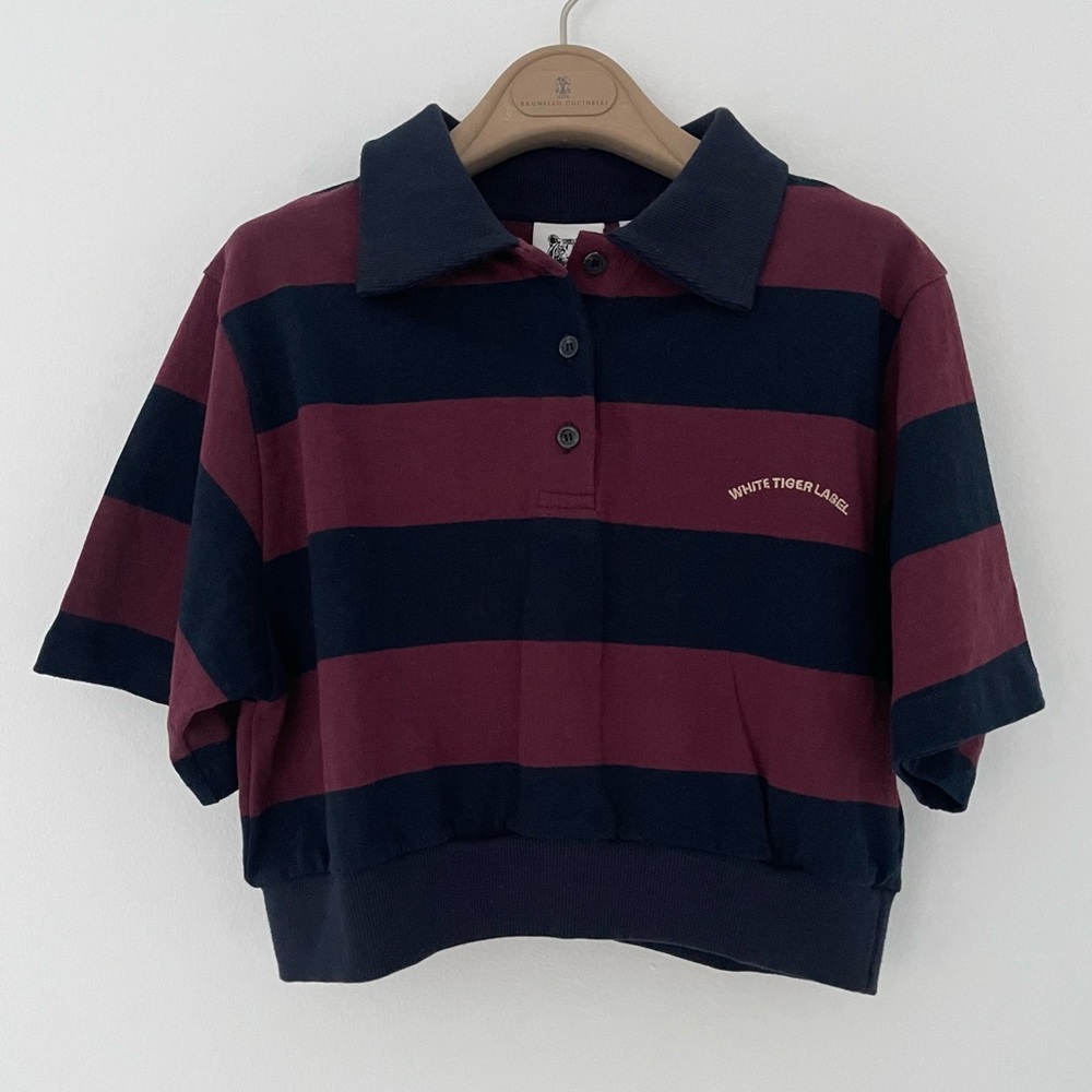 Matchglobe Aland Collar Crop Polo Top